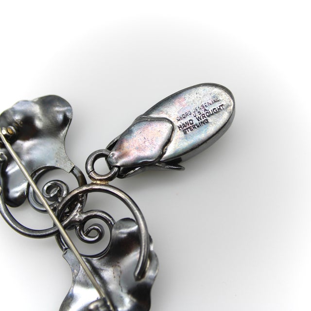 1940s Sterling Silver Georg Jenson Usa Gingko Leaf and Seedpod Brooch For Sale In Los Angeles - Image 6 of 7
