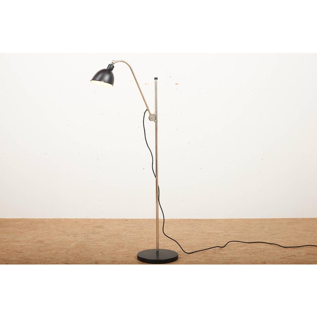 Type K Floor Lamp in Black Cast Metal Base and Lacquered Sheet Metal Shade with Rotary Switch by Christian Dell for Belmag, 1932 For Sale - Image 13 of 13