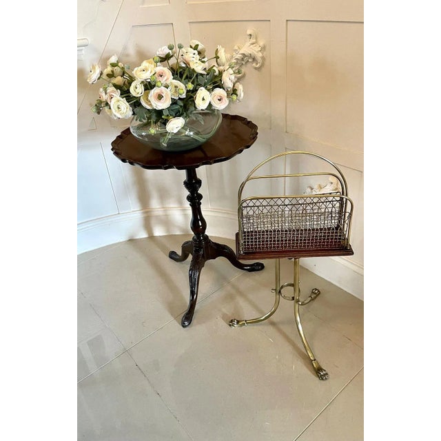 Mid 19th Century Victorian Brass and Mahogany Revolving Magazine Stand, 1860s For Sale - Image 5 of 12