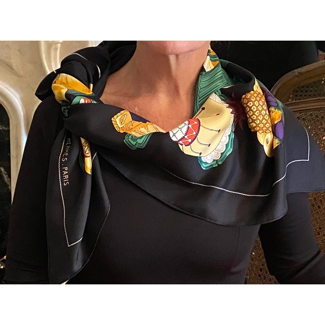 Black 1960s Hermes Scarf "Gastronomie" For Sale - Image 8 of 11