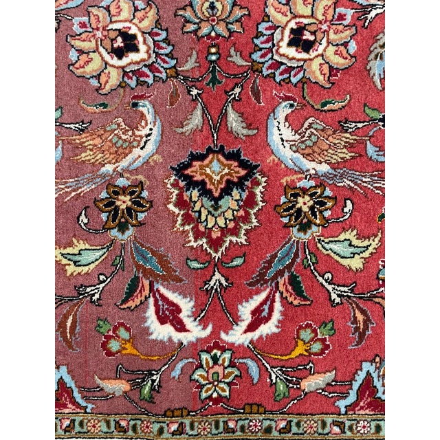 1950s TABRIZ Over 1M KNOTS Fine Silk Highlights with Royal Bird Motifs Rug 9.7 x 13.6 For Sale - Image 15 of 15