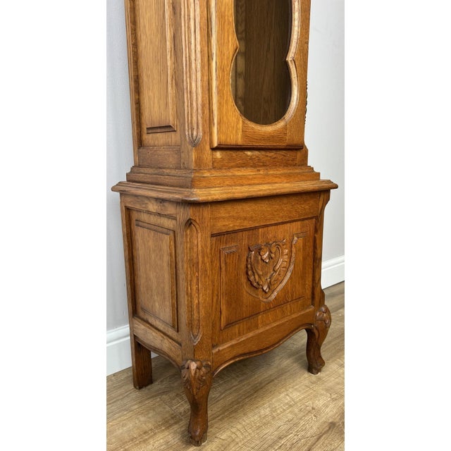 Brown Vintage French Grandfather Clock in Oak For Sale - Image 8 of 13