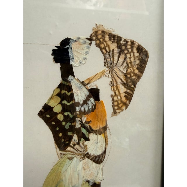 Framed Butterfly Wing Art Featuring Two Figures With Parasols For Sale - Image 11 of 12
