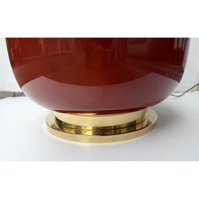 Contemporary Pair of Brass and Green Murano Glass Bulb Shade Lamps, Italy For Sale - Image 12 of 13
