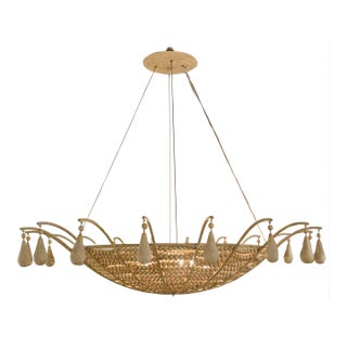 Currey & Company Organic Modern Wood Bead Korg Chandelier For Sale