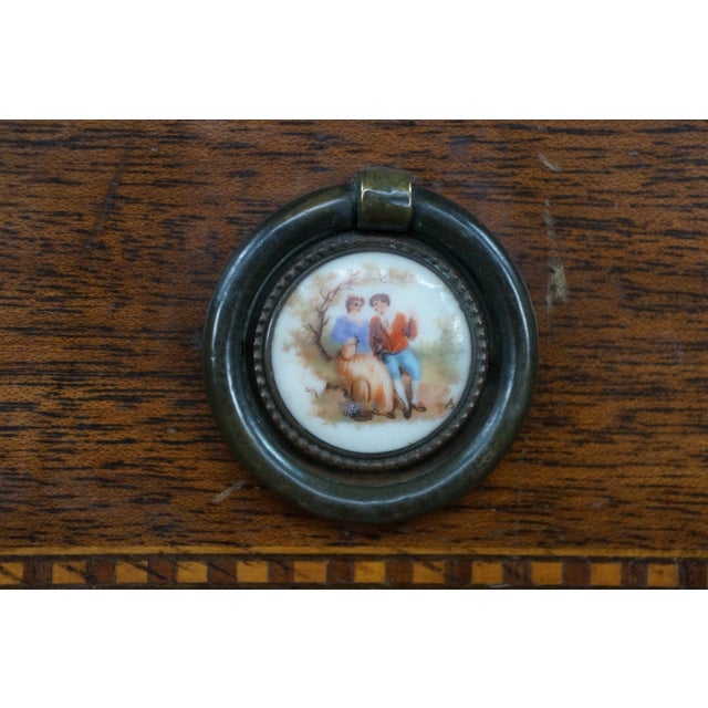 Antique English Regency Style Rosewood Mahogany & Brass Gallery Writing Table For Sale - Image 4 of 18