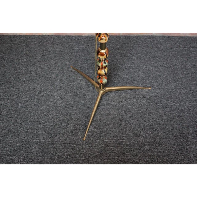 Italian Modernist Ceramic Floor Lamp With Brass Tripod Base For Sale - Image 11 of 13