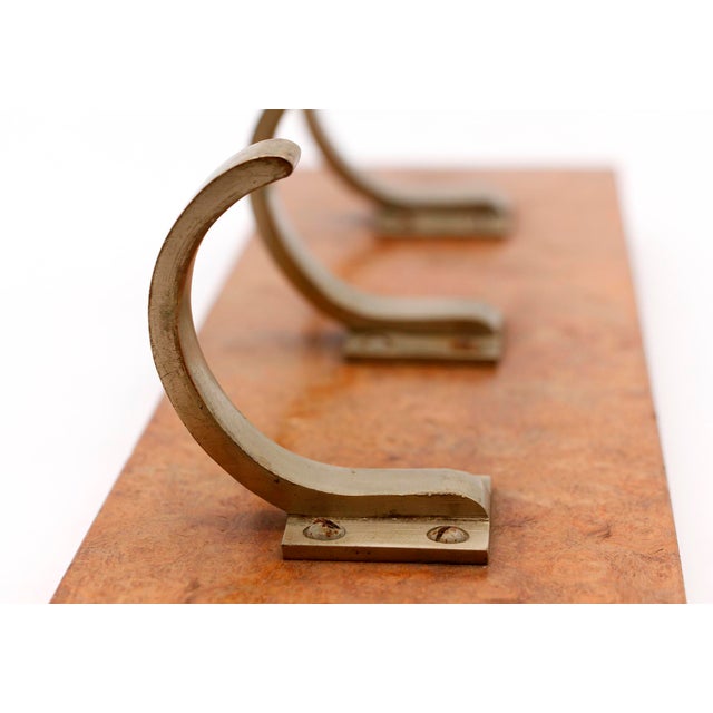 European Vintage Aluminum Triple Hook Wall Rack For Sale - Image 4 of 6