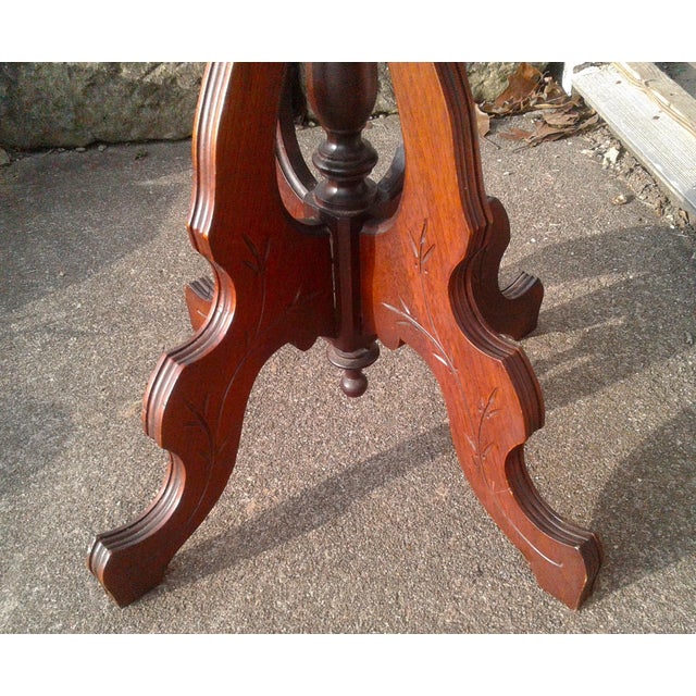 Antique Victorian Eastlake Solid Walnut Parlor Table 1870s For Sale - Image 11 of 18