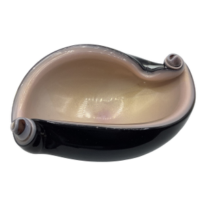 50s Alfredo Barbini Italy Pink and Black Aventurine Murano Glass Ashtray Bowl