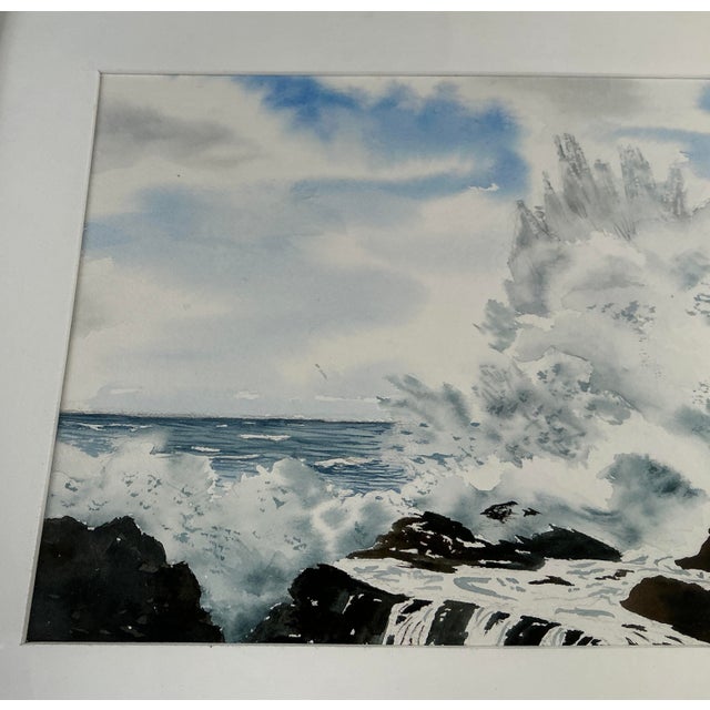 Late 20th Century Original Watercolor Painting by Suzanne Dodge "Madeira Surf", Framed For Sale In Cleveland - Image 6 of 10