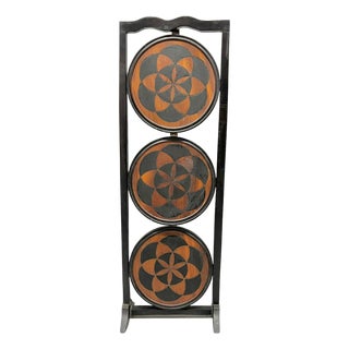 Antique English Folk Art Geometric Cocktail Tray Table For Sale