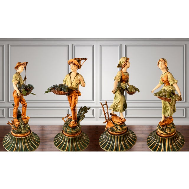 Moreau Spelter Sculpture Grape Harvesters Couple-A Pair For Sale In New York - Image 6 of 12