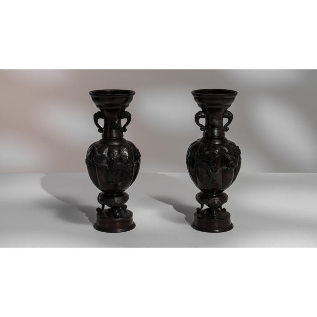 Early 20th Century Japan Brass Bronze Vase For Sale - Image 4 of 15