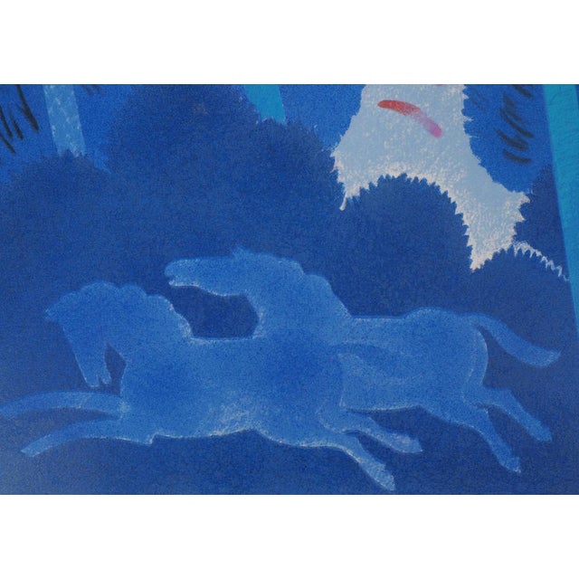 Albert Zavaro, Les chevaux dans la tempête, Lithograph For Sale - Image 4 of 7