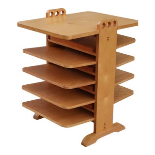 20th Century MCM Handcrafted Blonde Wood Magazine Tree For Sale
