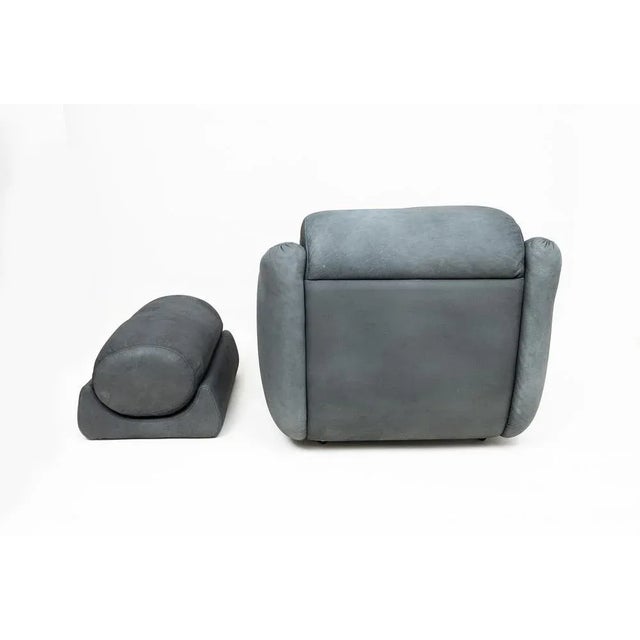 Large Lounge Chair and Ottoman in Leather by De Pas Durbino & Lomazzi, 1970s, Set of 2 For Sale - Image 4 of 13