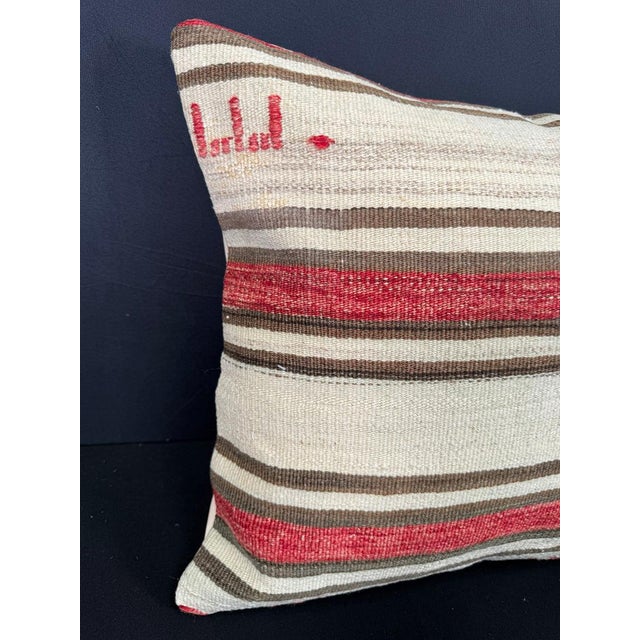 Turkish Hemp Pillow Cushion Natural Beige Red Cushion Cover 20"x20" #30608 Enhance your home decor with our Kilim Pillow...