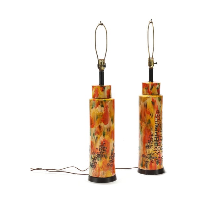 1970s Campus Ceramic Table Lamps - a Pair For Sale - Image 6 of 9