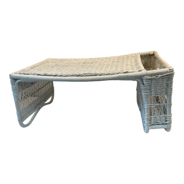Vintage White Wicker Bed Tray For Sale