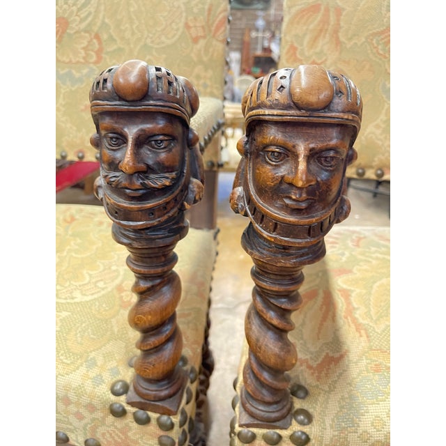 19th Century Louis XIII Barley Twist Open Arm Chairs For Sale In Atlanta - Image 6 of 10