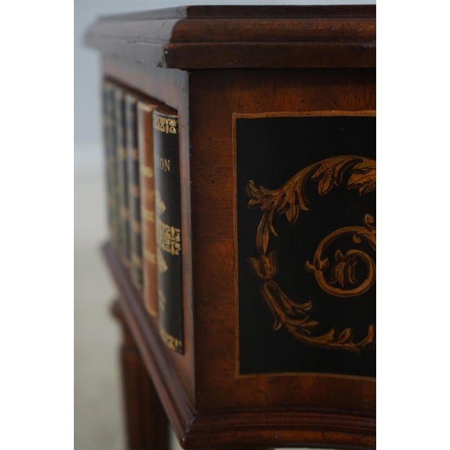 Maitland Smith Leather Top Mahogany Occasional Faux Book Table For Sale - Image 14 of 18