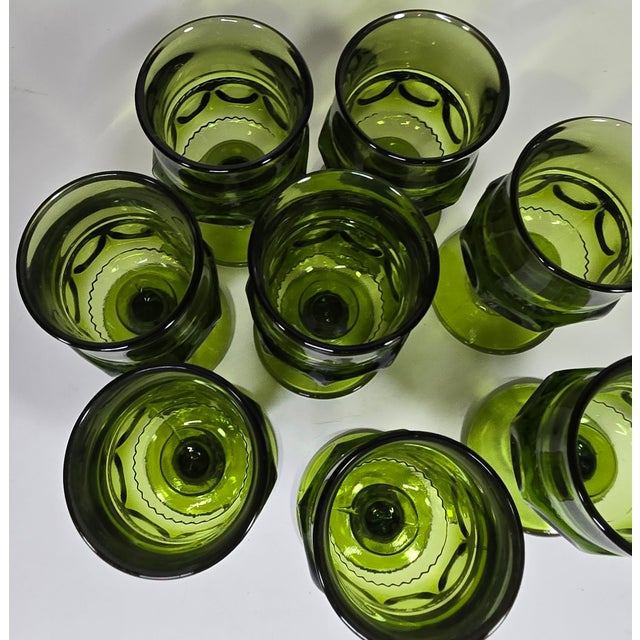 Mid Century Gustavian Avocado Green Goblets- Set of Eight For Sale - Image 13 of 15