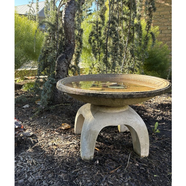 Mid-Century Modern Mid-Century Cast Stone Birdbath For Sale - Image 3 of 7