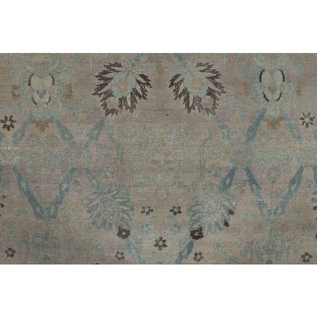 Traditional Oversized Antique Persian Mashad Rug With Floral Design in Blue - Rug & Kilim For Sale - Image 3 of 7
