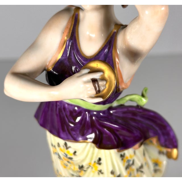 Dresden Volkstedt Porcelain Figurine Woman Dancer Musician For Sale - Image 9 of 18