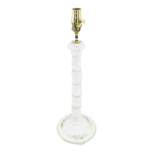 Vintage Wooden Imitation Bamboo Lamp Pole Hand Painted Flower Table Lamp