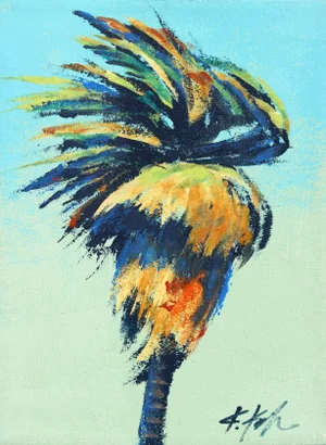 Windy Palm - Contemporary Botanical Landscape Tree Acrylic Painting by Kathleen Keifer