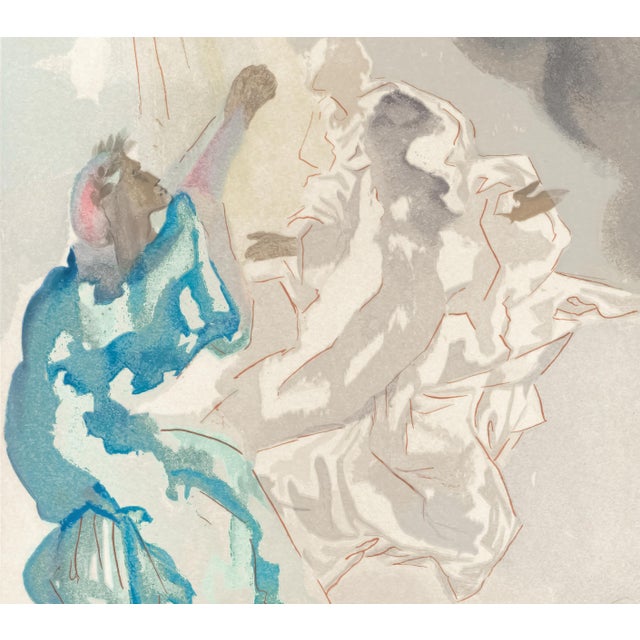 Abstract 1963 Dalí Divine Comedy Engraving Paradis Chant 5 "Dans Le Ciel De Mercure" (In the Heaven of Mercury) For Sale - Image 3 of 8