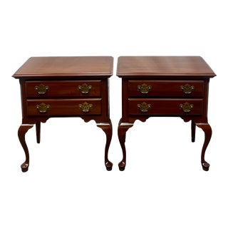 Vintage Knob Creek Queen Anne Style Cherry Two Drawer Nightstands - Pair For Sale