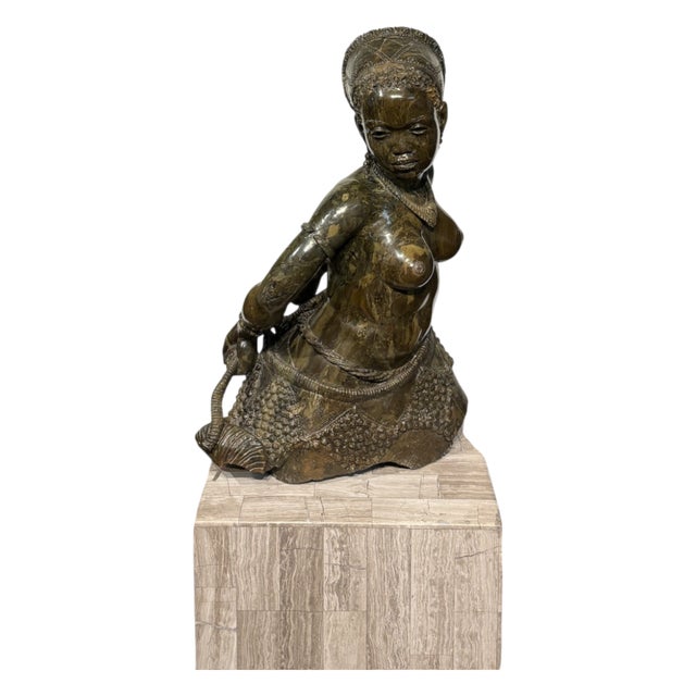 Exquisite Verdite Shona Stone Sculpture by Master Sculptor Peter Chikumbirike For Sale In Greenville, SC - Image 6 of 17