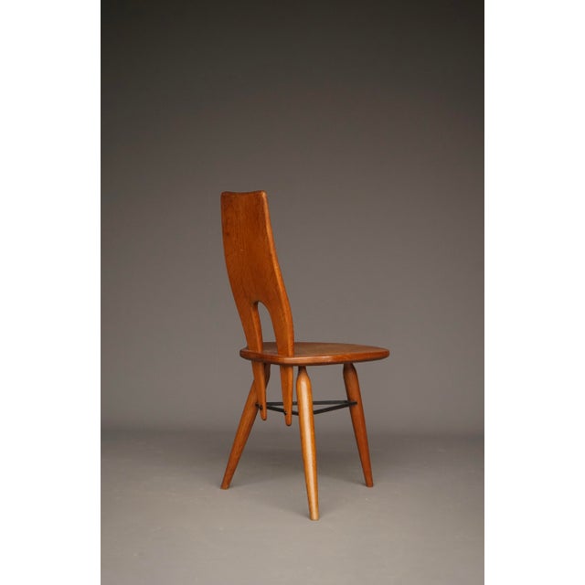 Brown Mid-Century Italian Oak Side Chair, 1950s For Sale - Image 8 of 16