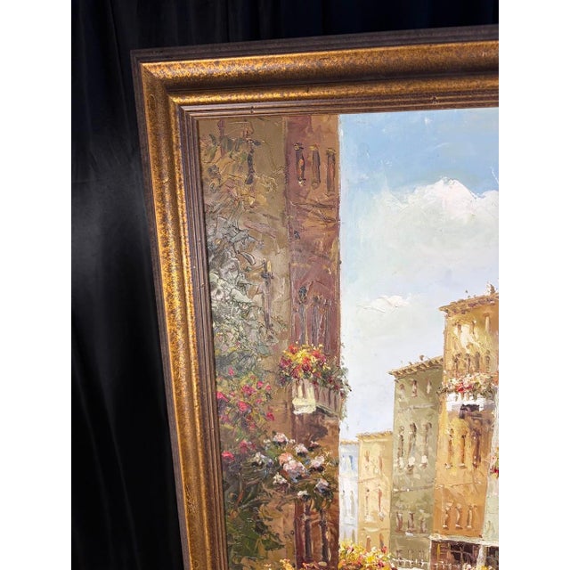Late 20th Century Michael Longo Original Venice Canal Oil Painting – "Reflections of Venice" Extra Large 29" X 41" Custom Framed Impasto Impressionist Art For Sale - Image 5 of 12