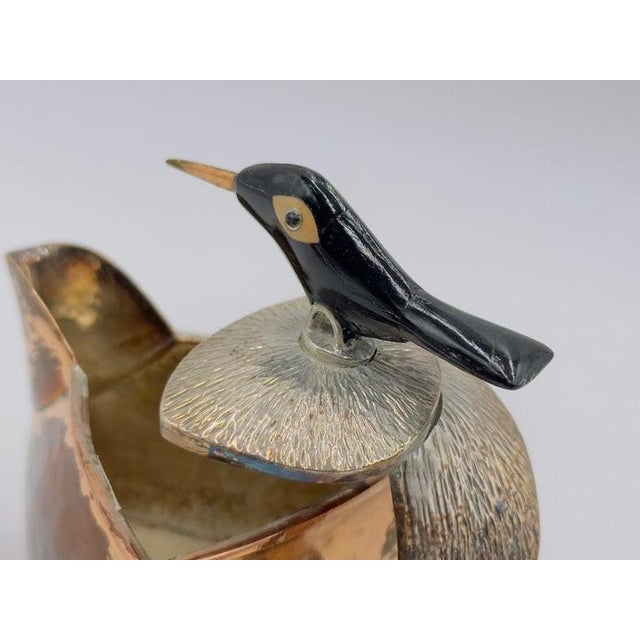 1980s Emilia Castillo Copper & Silver Creamer & Sugar Set With Bird Sculptures For Sale - Image 15 of 18