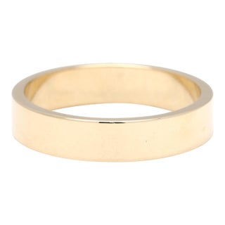 Medium Thick Band Ring, 10k Yellow Gold, Ring Size 6, Stackable For Sale
