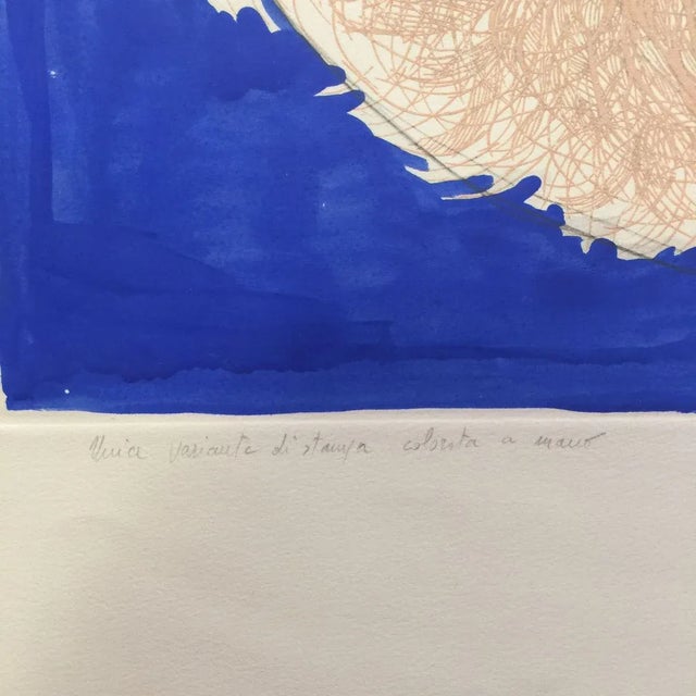 Sigle unique variant, hand colored by the Artist, of the edition of 50 prints by Giacomo Porzano. Hand signed and dated by...