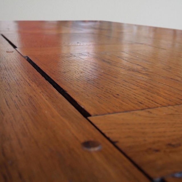 20th Century Collapsible Oak Monastery Table with Panelled Top in Mortise and Tenon Joints, 1930s For Sale - Image 6 of 9
