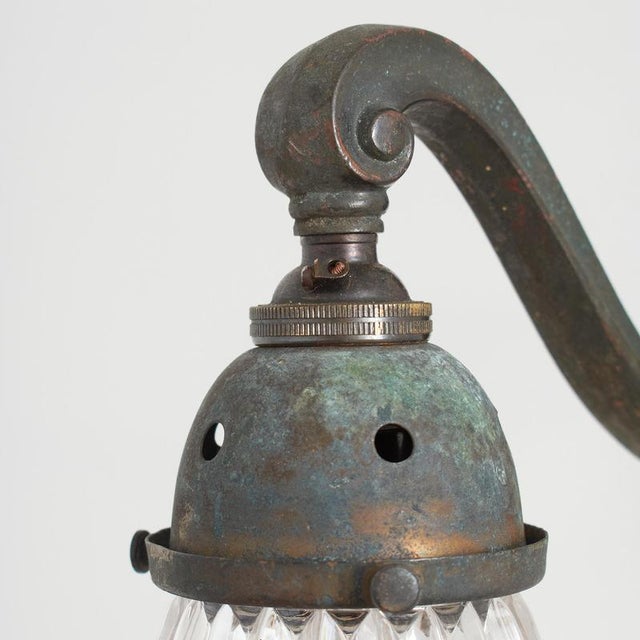 1950s Antique Reclaimed Glass Holophane Wall Light, 1950s For Sale - Image 5 of 7