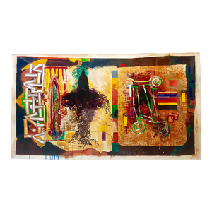 Terence La Noue, Huge Abstract Modernist "August Series" Mixed Media Monotype Colorful Painting, 1990
