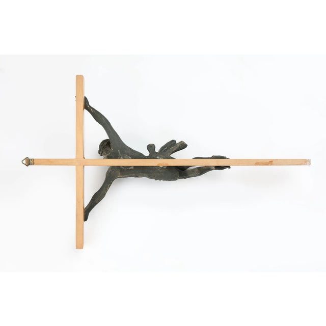 Antique Realistic Wooden Crucifix, France, 1850 For Sale - Image 9 of 10