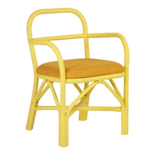 Ginny Rattan Indoor/Outdoor Dining Chair, Yellow For Sale