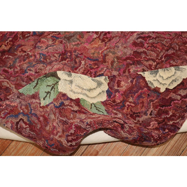 Mid 20th Century Vintage Zabihi Collection Floral Botanical American Hooked Oval Size Rug - 6'8" x 9'7" For Sale - Image 5 of 9