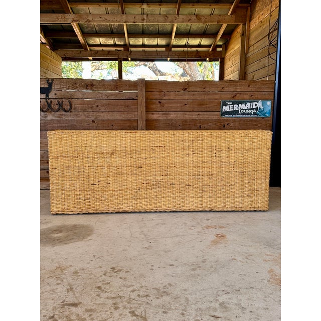 Monumental Organic Modern Rattan Braid Floating Console Table For Sale - Image 10 of 12