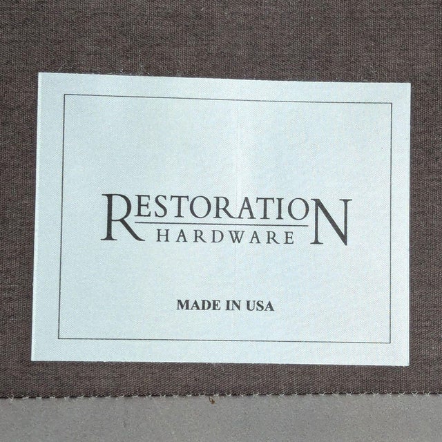 Gray Restoration Hardware Reginald Modern Grey Leather Lounge Chair With Brass Frame For Sale - Image 8 of 8