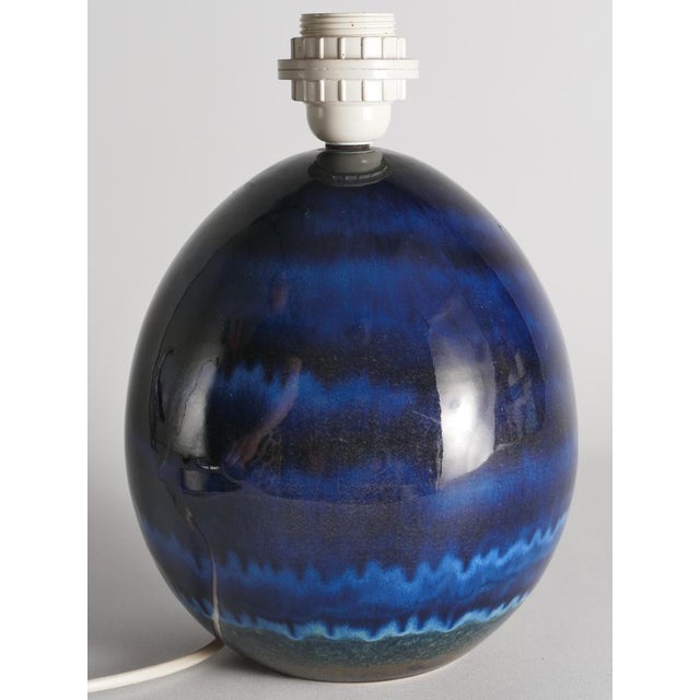 Blue Stoneware Table Lamp by Carl-Harry Stålhane, Sweden, 1970s For Sale - Image 15 of 16