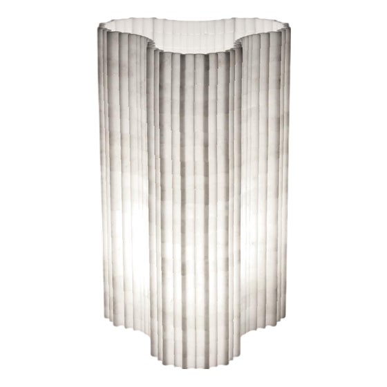 Stripes A2 Decorative Table Lamp in Afyon White Marble by Bufalini Marmi For Sale